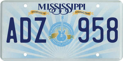 MS license plate ADZ958