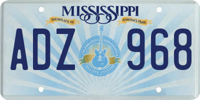MS license plate ADZ968