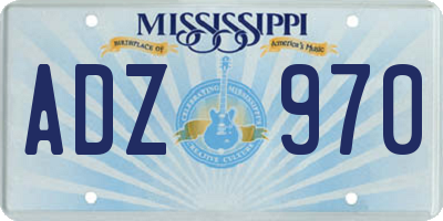 MS license plate ADZ970