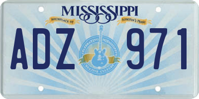 MS license plate ADZ971