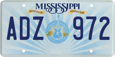 MS license plate ADZ972