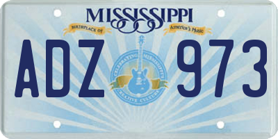 MS license plate ADZ973