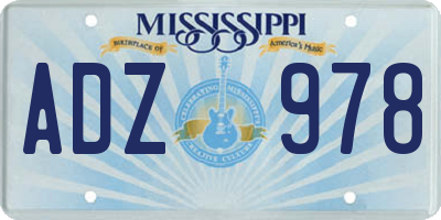 MS license plate ADZ978