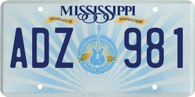 MS license plate ADZ981