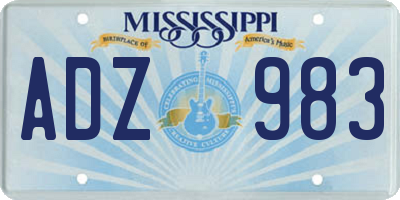 MS license plate ADZ983