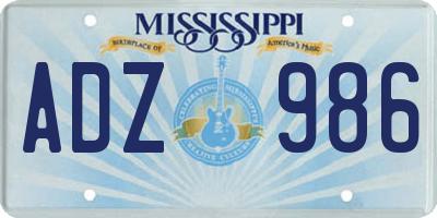 MS license plate ADZ986
