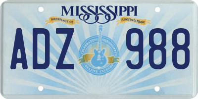 MS license plate ADZ988