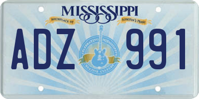 MS license plate ADZ991