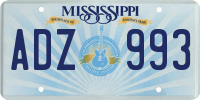 MS license plate ADZ993
