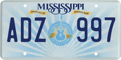 MS license plate ADZ997