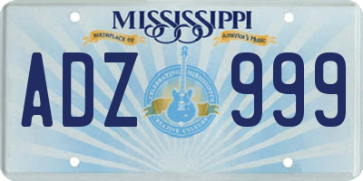 MS license plate ADZ999