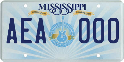 MS license plate AEA000