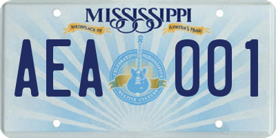 MS license plate AEA001