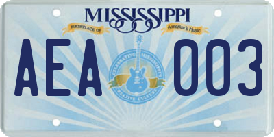 MS license plate AEA003