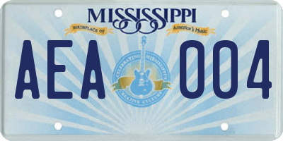 MS license plate AEA004