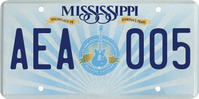 MS license plate AEA005