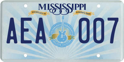 MS license plate AEA007