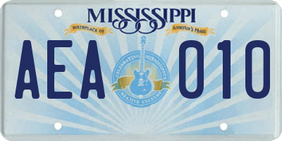 MS license plate AEA010