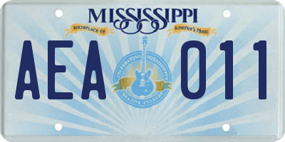 MS license plate AEA011