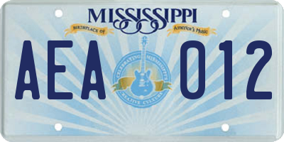 MS license plate AEA012