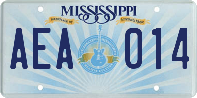 MS license plate AEA014