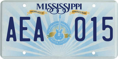 MS license plate AEA015