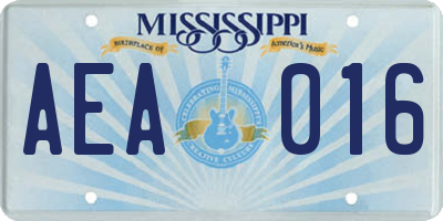 MS license plate AEA016