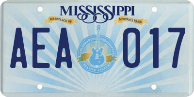 MS license plate AEA017