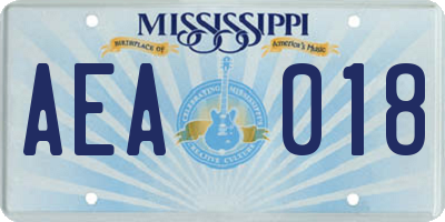 MS license plate AEA018