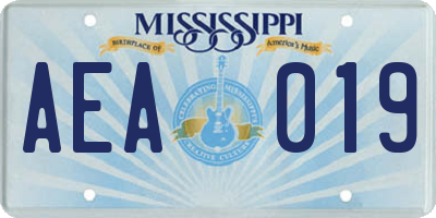 MS license plate AEA019