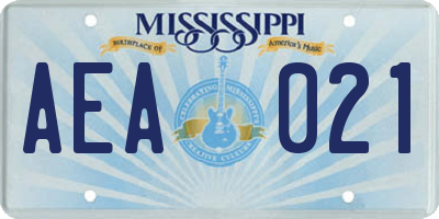 MS license plate AEA021