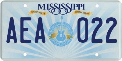 MS license plate AEA022