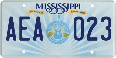MS license plate AEA023