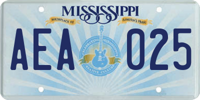 MS license plate AEA025