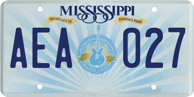 MS license plate AEA027