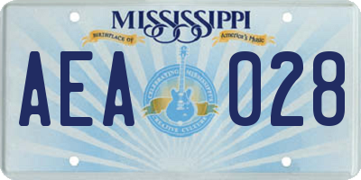 MS license plate AEA028