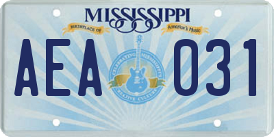 MS license plate AEA031
