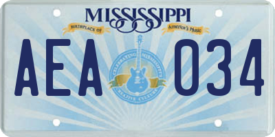 MS license plate AEA034