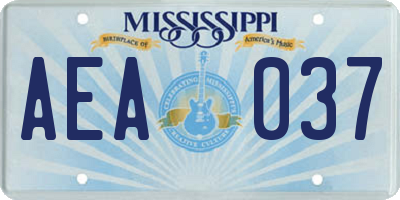 MS license plate AEA037
