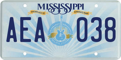 MS license plate AEA038