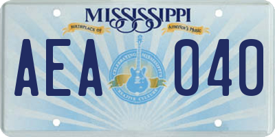MS license plate AEA040