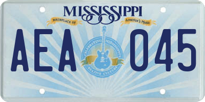 MS license plate AEA045