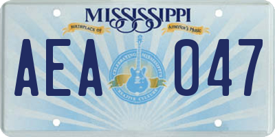 MS license plate AEA047