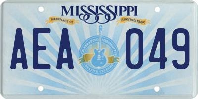 MS license plate AEA049
