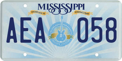 MS license plate AEA058