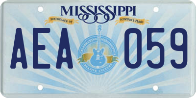 MS license plate AEA059