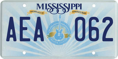 MS license plate AEA062