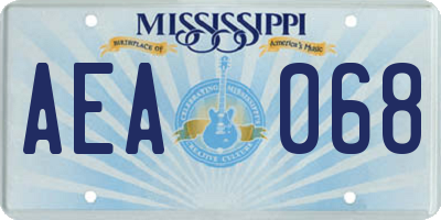 MS license plate AEA068