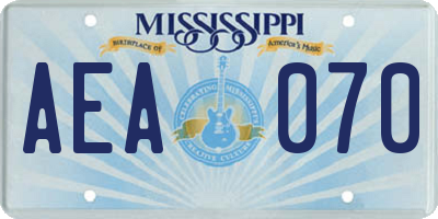 MS license plate AEA070