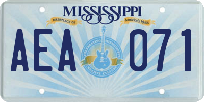 MS license plate AEA071